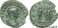 AURELIEN (07/270-09/275) Lucius Domitius Aurelianus Antoninien fin 271 - automne 272 N° brm_106963 Date : fin 271 - automne 272 Nom de l'atelier : Siscia Métal : billon Diamètre : 21,00mm Axe des coin