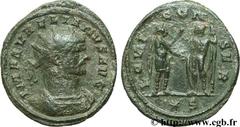 AURELIEN (07/270-09/275) Lucius Domitius Aurelianus Antoninien fin 271 - automne 272 N° brm_106972 Date : fin 271 - automne 272 Nom de l'atelier : Siscia Métal : billon Diamètre : 24,00mm Axe des coin