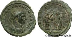 AURELIEN (07/270-09/275) Lucius Domitius Aurelianus Antoninien fin 271 - automne 272 N° brm_106980 Date : fin 271 - automne 272 Nom de l'atelier : Siscia Métal : billon Diamètre : 23,00mm Axe des coin