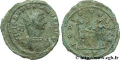AURELIEN (07/270-09/275) Lucius Domitius Aurelianus Antoninien fin 271 - automne 272 N° brm_106991 Date : fin 271 - automne 272 Nom de l'atelier : Siscia Métal : billon Diamètre : 23,00mm Axe des coin