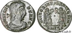 CONSTANS (25/12/335-18/01/350) Flavius Julius Constans Auguste (9/09/337-18/01-350) Centenionalis ou nummus 347-348 N° brm_116016 Date : 347-348 Nom de l'atelier : Thessalonique Métal : cuivre Diamètr