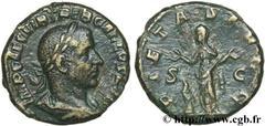 TREBONIEN GALLE (06/251-06/253) Caius Vibius Trebonianus Gallus As fin 251 - mi 252 N° brm_126473 Date : fin 251 - mi 252 Nom de l'atelier : Rome Métal : cuivre Diamètre : 23mm Axe des coins : 6h. Poi