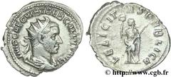 TREBONIEN GALLE (06/251-06/253) Caius Vibius Trebonianus Gallus Antoninien début 253 N° brm_126504 Date : début 253 Nom de l'atelier : Rome Métal : billon Diamètre : 23mm Axe des coins : 6h. Poids : 3
