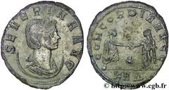 SEVERINE (+ après 275) Ulpia Severina Femme d'Aurélien - Augusta (274-275) Aurelianus 274-275 N° brm_136276 Date : 274-275 Nom de l'atelier : Serdica Métal : billon Diamètre : 23,5mm Axe des coins : 5