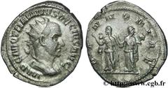TRAJAN DECE (07/249-06/251) Caius Messius Quintus Traianus Decius Antoninien 250 N° brm_137557 Date : 250 Nom de l'atelier : Rome Métal : billon Diamètre : 23mm Axe des coins : 12h. Poids : 4,29g.   E