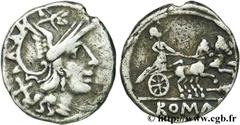 REPUBLIQUE ROMAINE - ANONYMES (180-170 avant J.-C.) Denier 179-170 AC. N° brm_140814 Date : 179-170 AC. Nom de l'atelier : Rome Métal : argent Diamètre : 19mm Axe des coins : 11h. Poids : 3,62g. Degré