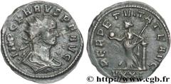 CARUS (09/282-07/283) Marcus Aurelius Carus Aurelianus 282 N° brm_149193 Date : 282 Nom de l'atelier : Ticinum Métal : billon Diamètre : 22mm Axe des coins : 6h. Poids : 3,49g. Degré de rareté : UNIQU