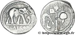 JULES CESAR (13/07/100-15/03/44 avant J.-C.) Caius Julius Cوsar Denier 49 AC. N° brm_150174 Date : 49 AC. Nom de l'atelier : Gaule ou Italie Métal : argent Diamètre : 17,5mm Axe des coins : 6h. Poids 