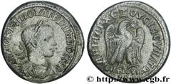 PHILIPPE II (05/244-09/249) Marcus Julius Philippus Auguste (04/247-09/249) Tétradrachme syro-phénicien 249 N° brm_154115 Date : 249 Nom de l'atelier : Antioche Métal : billon Diamètre : 28,00mm Axe d
