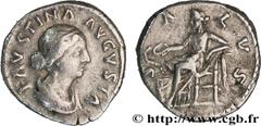 FAUSTINE JEUNE (+175) Annia Galeria Faustina Augusta (146-175) Denier 161-176 N° brm_154694 Date : 161-176 Nom de l'atelier : Rome Métal : argent Diamètre : 17mm Axe des coins : 6h. Poids : 3,39g.   E