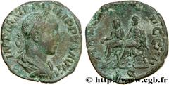 PHILIPPE II (05/244-09/249) Marcus Julius Philippus Auguste (04/247-09/249) Sesterce 249 N° brm_168874 Date : 249 Nom de l'atelier : Rome Métal : cuivre Diamètre : 28,5mm Axe des coins : 12h. Poids : 