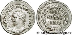 PHILIPPE II (05/244-09/249) Marcus Julius Philippus Auguste (04/247-09/249) Antoninien 249 N° brm_168958 Date : 249 Nom de l'atelier : Antioche Métal : billon Diamètre : 22mm Axe des coins : 1h. Poids
