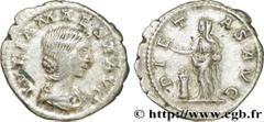 JULIA MAESA (+223 ou 226) Julia Mوsa Sœur de Julia Domna, mère de Julia Soémias et de Julia Mamée, grand-mère d'Elagabal et d'Alexandre Sévère - Augusta (218-223/226) Denier 218-220 N° brm_173009 Date
