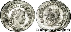 PHILIPPE II (05/244-09/249) Marcus Julius Philippus Auguste (04/247-09/249) Antoninien 249 N° brm_173184 Date : 249 Nom de l'atelier : Rome Métal : billon Diamètre : 21,5mm Axe des coins : 6h. Poids :