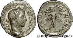 ALEXANDRE SEVERE (10/05/221-22/03/235) Marcus Aurelius Severus Alexander Auguste (13/03/222-22/02/235) Denier 225 N° brm_179321 Date : 225 Nom de l'atelier : Rome Métal : argent Diamètre : 19,5mm Axe 