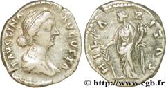 FAUSTINE JEUNE (+175) Annia Galeria Faustina Augusta (146-175) Denier 161-175 N° brm_184737 Date : 161-175 Nom de l'atelier : Rome Métal : argent Diamètre : 18,5mm Axe des coins : 6h. Poids : 3,42g.  