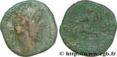 COMMODE (166-31/12/192) Lucius Aurelius Commodus Auguste (17/03/180-31/12/192) Sesterce 185 N° brm_189474 Date : 185 Nom de l'atelier : Rome Métal : cuivre Diamètre : 28,5mm Axe des coins : 6h. Poids 