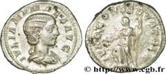 JULIA MAMEE (+235) Julia Mamaea Fille de Julia Mوsa, mère d'Alexandre Sévère - Augusta (221-235) Denier 222 N° brm_189801 Date : 222 Nom de l'atelier : Rome Métal : argent Diamètre : 18,50mm Axe des c
