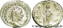 TREBONIEN GALLE (06/251-06/253) Caius Vibius Trebonianus Gallus Antoninien 253 N° brm_200248 Date : 253 Nom de l'atelier : Rome Métal : billon Diamètre : 20mm Axe des coins : 6h. Poids : 3,33g.   Etat