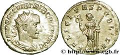 TREBONIEN GALLE (06/251-06/253) Caius Vibius Trebonianus Gallus Antoninien 253 N° brm_200266 Date : 253 Nom de l'atelier : Rome Métal : billon Diamètre : 20,5mm Axe des coins : 12h. Poids : 3,10g. Deg