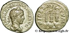 ELAGABAL (16/05/218-12/03/222) Marcus Aurelius Antoninus Denier 219 N° brm_202261 Date : 219 Nom de l'atelier : Rome Métal : argent Diamètre : 18,5mm Axe des coins : 12h. Poids : 2,81g. Degré de raret