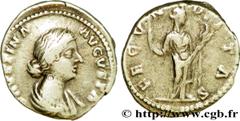 FAUSTINE JEUNE (+175) Annia Galeria Faustina Augusta (146-175) Denier 161-175 N° brm_205072 Date : 161-175 Nom de l'atelier : Rome Métal : argent Diamètre : 18,5mm Axe des coins : 6h. Poids : 3,56g.  