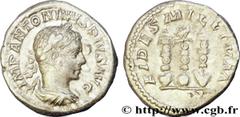 ELAGABAL (16/05/218-12/03/222) Marcus Aurelius Antoninus Denier 219 N° brm_208355 Date : 219 Nom de l'atelier : Rome Métal : argent Diamètre : 19,5mm Axe des coins : 6h. Poids : 3,76g. Degré de rareté