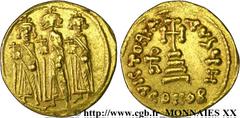 HERACLIUS, HERACLIUS CONSTANTIN et HERACLONAS(4/07/638-11/01/641) Solidus N° v20_0121    Date : 639-641 Nom de l'atelier : Constantinople Métal : or Diamètre : 20mm Axe des coins : 6h. Poids : 4,44g. 