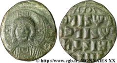 CONSTANTIN X DUCAS(25/12/1059-21/05/1067) Follis (anonyme) N° v20_0139    Date : 1059-1067 Nom de l'atelier : Constantinople Métal : cuivre Diamètre : 27mm Axe des coins : 6h. Poids : 9,87g. Etat de c