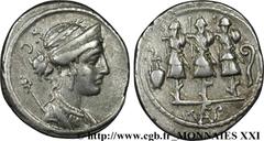 CORNELIA(56 avant J.-C.)Faustus Cornelius Sylla Denier N° v21_2196    Date : 56 AC. Nom de l'atelier : Rome Métal : argent Diamètre : 19,5mm Axe des coins : 6h. Poids : 3,72g. Degré de rareté : R2 Eta