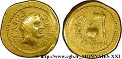 JULES CESAR(13/07/100-15/03/44 avant J.-C.)Caius Julius Cوsar Aureus N° v21_2245    Date : 46 AC. Nom de l'atelier : Rome Métal : or Diamètre : 20mm Axe des coins : 11h. Poids : 7,98g. Degré de rareté