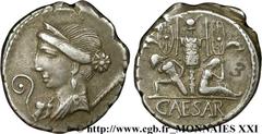 JULES CESAR(13/07/100-15/03/44 avant J.-C.)Caius Julius Cوsar Denier N° v21_2250    Date : 45 AC. Nom de l'atelier : Espagne, avec César Métal : argent Diamètre : 20mm Axe des coins : 11h. Poids : 4,0