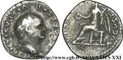 VESPASIEN(1/07/69-24/06/79)Titus Flavius Sabinus Vespasianus Quinaire N° v21_2392    Date : 75-79 Nom de l'atelier : Rome Métal : argent Diamètre : 14,5mm Axe des coins : 6h. Poids : 1,30g. Degré de r