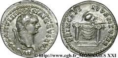 DOMITIEN(12/69-18/09/96)Titus Flavius DomitianusCésar sous Titus(24/06/79-13/09/81) Denier N° v21_2425    Date : 80 Nom de l'atelier : Rome Métal : argent Diamètre : 18,5mm Axe des coins : 6h. Poids :