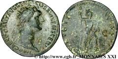 DOMITIEN(12/69-18/09/96)Titus Flavius Domitianus Auguste(13/09/81-18/09/96) Dupondius, (MB, ئ 28) N° v21_2433    Date : 92-94 Nom de l'atelier : Rome Métal : bronze Diamètre : 27,5mm Axe des coins : 6