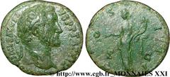 ANTONIN LE PIEUX(25/02/138-7/03/161)Titus Aurelius Fulvus Boionius Arrius AntoninusAuguste(10/07/138-7/03/161) As, (MB, ئ 25) N° v21_2569    Date : 155-156 Nom de l'atelier : Rome Métal : cuivre Diamè