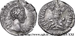 COMMODE(166-31/12/192)Lucius Aurelius CommodusAuguste(17/03/180-31/12/192) Denier N° v21_2683    Date : 180 Nom de l'atelier : Rome Métal : argent Diamètre : 18mm Axe des coins : 12h. Poids : 2,76g. D