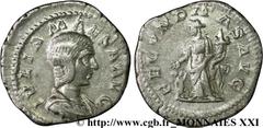 JULIA MAESA(+223 ou 226)Julia MوsaSœur de Julia Domna, mère de Julia Soémias et de Julia Mamée, grand-mère d'Elagabal et d'Alexandre Sévère - Augusta(218-223/226) Denier N° v21_2924    Date : 218-219 