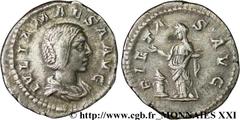 JULIA MAESA(+223 ou 226)Julia MوsaSœur de Julia Domna, mère de Julia Soémias et de Julia Mamée, grand-mère d'Elagabal et d'Alexandre Sévère - Augusta(218-223/226) Denier N° v21_2926    Date : 218-220 