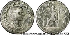 JULIA MAESA(+223 ou 226)Julia MوsaSœur de Julia Domna, mère de Julia Soémias et de Julia Mamée, grand-mère d'Elagabal et d'Alexandre Sévère - Augusta(218-223/226) Denier N° v21_2928    Date : 221-222 