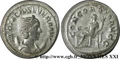OTACILIA SEVERA(+249)Marcia Otacilia SeveraFemme de Philippe Ier, mère de Philippe II - Augusta (244-249) Antoninien N° v21_3058    Date : 247 Nom de l'atelier : Rome Métal : billon Diamètre : 23mm Ax