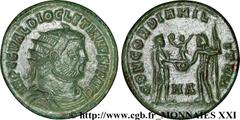 DIOCLETIEN(20/11/284-1/05/305)Caius Aurelius Valerius DiocletianusAuguste (20/11/284-1/05/305) Néo-aurelianus ou pseudo-aurelianus N° v21_3408    Date : 295-296 Nom de l'atelier : Europe, Héraclée (He