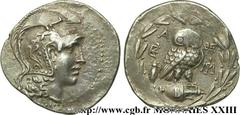ATTIQUE - ATHENES(IIe - Ier siècles avant J.-C.) Tétradrachme stéphanophore N° v23_0086    Date : c. 185-184 AC. Nom de l'atelier : Athènes Métal : argent Diamètre : 32,5mm Axe des coins : 12h. Poids 