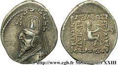 ROYAUME PARTHE - GOTARZES Ier(95-90 avant J.-C. ou 90-80 avant J.-C) Drachme N° v23_0153    Nom de l'atelier : Rhagae Métal : argent Diamètre : 20,5mm Axe des coins : 12h. Poids : 3,71g. Degré de rare