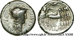 MANLIA(82 avant J.-C.)Lucius Cornelius Sulla et Lucius Manlius Torquatus Denier N° v23_0239    Date : 82 AC. Nom de l'atelier : Italie, avec Sylla Métal : argent Diamètre : 17mm Axe des coins : 5h. Po