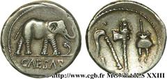 JULES CESAR(13/07/100-15/03/44 avant J.-C.)Caius Julius Cوsar Denier N° v23_0309    Date : 49 AC. Nom de l'atelier : Gaule ou Italie Métal : argent Diamètre : 17,5mm Axe des coins : 6h. Poids : 3,86g.