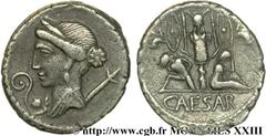 JULES CESAR(13/07/100-15/03/44 avant J.-C.)Caius Julius Cوsar Denier N° v23_0316    Date : 45 AC. Nom de l'atelier : Espagne, avec César Métal : argent Diamètre : 19mm Axe des coins : 6h. Poids : 3,89