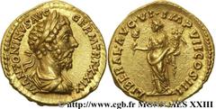 MARC AURELE(139-17/03/180)Marcus ئlius Aurelius VerusAuguste(7/03/161-17/03/180) Aureus N° v23_0437    Date : 175 Nom de l'atelier : Rome Métal : or Diamètre : 20mm Axe des coins : 12h. Poids : 7,24g.