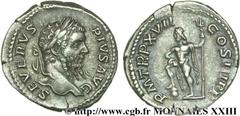 SEPTIME SEVERE(13/04/193-4/02/211)Lucius Septimius Severus Denier N° v23_0477    Date : 209 Nom de l'atelier : Rome Métal : argent Diamètre : 19mm Axe des coins : 6h. Poids : 3,32g. Etat de conservati