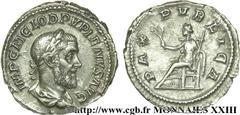 PUPIEN(02-04/05/238)Marcus Clodius Pupienus Maximus Denier N° v23_0564    Date : 238 Nom de l'atelier : Rome Métal : argent Diamètre : 19,5mm Axe des coins : 7h. Poids : 2,86g. Degré de rareté : R1 Et